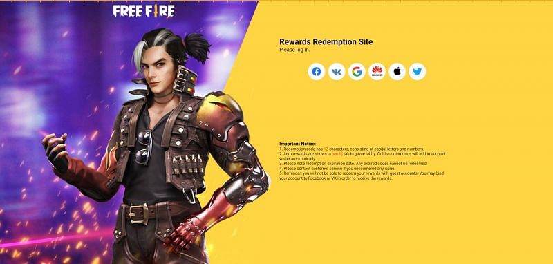 Players have 6 options to sign in to their Free Fire ID