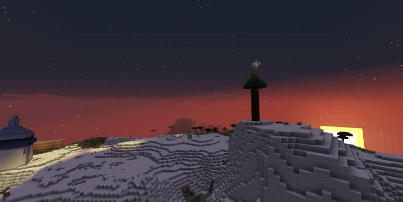 Gamers should build a tall structure that is easy to see from a long distance (Image via Minecraft)