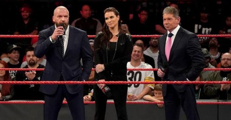 Triple H, Stephanie McMahon, and Vince McMahon