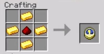 Crafting recipe for the clock in Minecraft