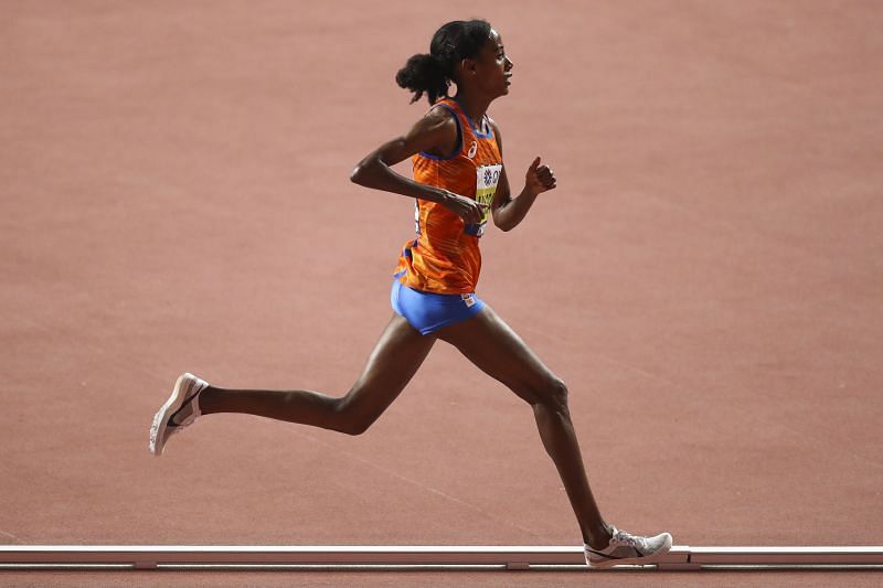 Sifan Hassan of the Netherlands competes in the Women&#039;s 10,000 Metres final during the 2019 IAAF World Athletics Championships (Photo by Maja Hitij/Getty Images)