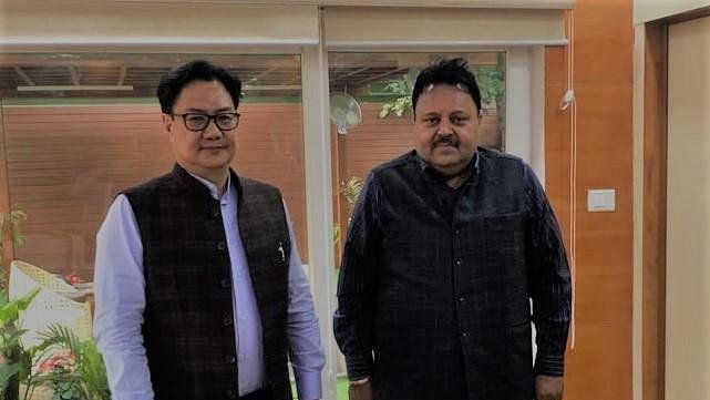 BAI general secretary Ajay Kumar Singhania (right) with union sports minister Kiren Rijiju