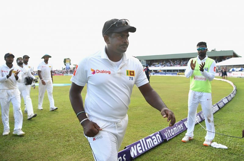 Rangana Herath leaving the ground after his final Test.