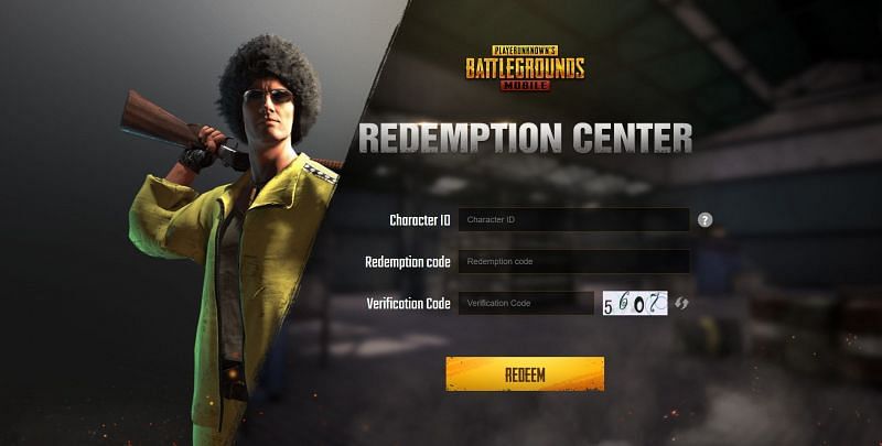 Enter the PUBG Mobile ID, redeem code, and verification code