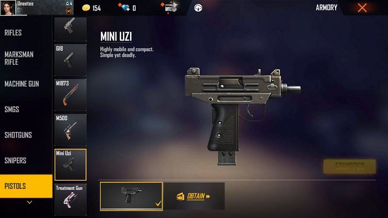 The new MINI UZI loads quickly. (Image via Garena Free Fire)