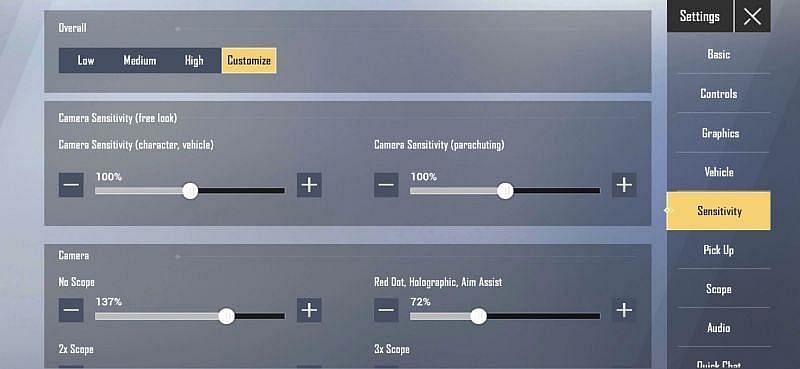 Sensitivity settings help players improve accuracy