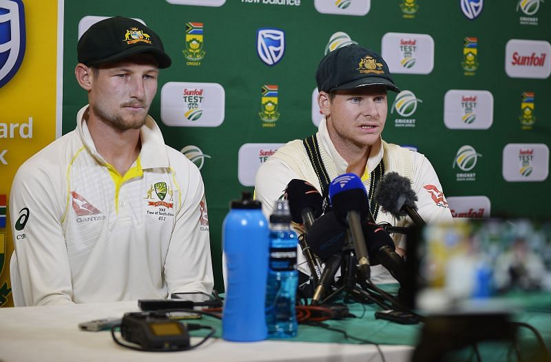 Cameron Bancroft (left) and Steve Smith. Pic: Getty Images