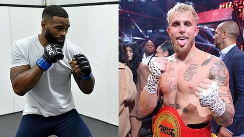 Tyron Woodley (left) and Jake Paul (right)