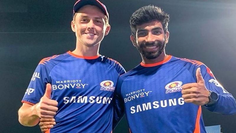 Trent Boult and Jasprit Bumrah play for the Mumbai Indians in the IPL
