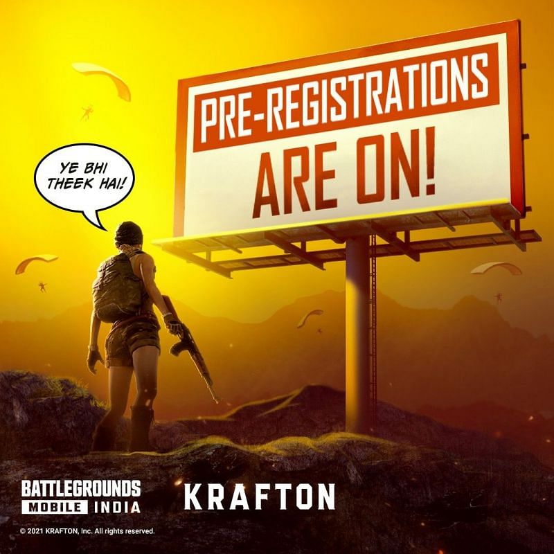 Pre-registrations are on Image via Battlegrounds Mobile India Twitter
