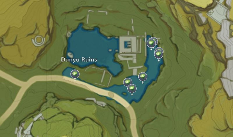 Lotus Head locations in Dunyu Ruins (image via miHoYo)