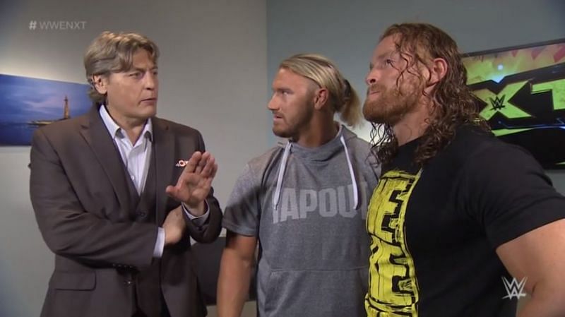 Wesley Blake and Buddy Murphy with NXT General Manager William Regal