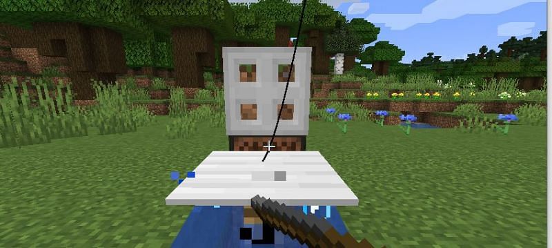 The Minecraft crosshair should be aimed at the note block