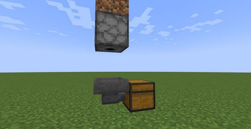 Place chest and hopper (Image via Minecraft)
