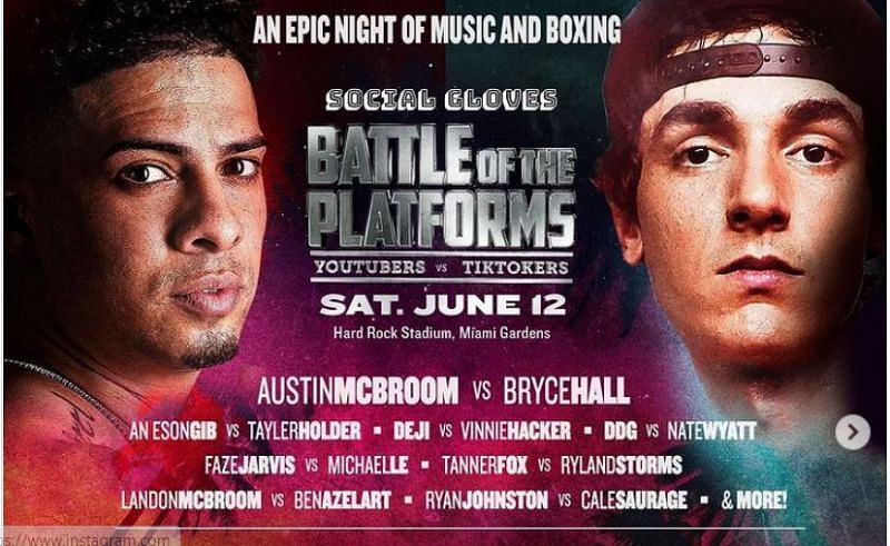 Youtube Vs Tiktok Boxing Fight Card Which Fighters Are Competing In The Event Headlined By Austin Mcbroom Vs Bryce Hall