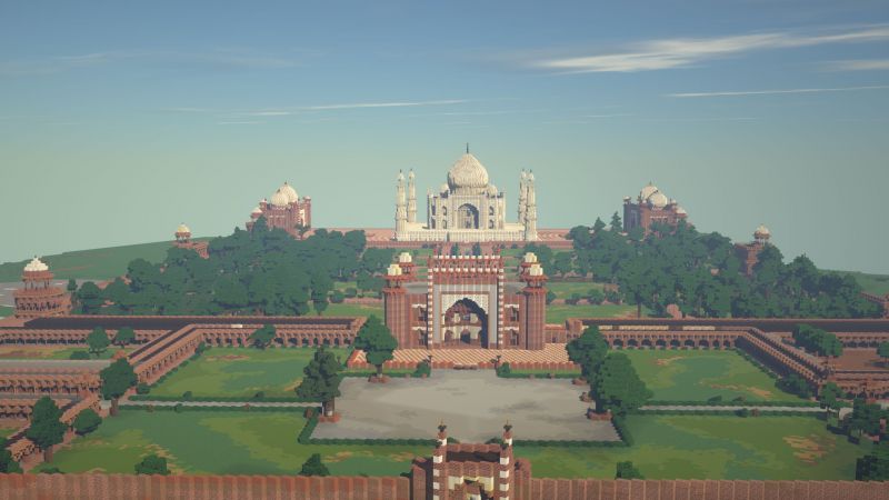 Taj Mahal in Minecraft (Image via u/BuildTheEarth_ on Reddit)