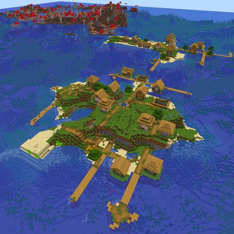 Two village near spawn (Image via Minecraft)