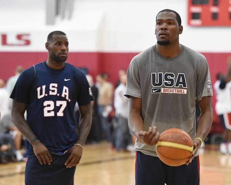 LeBron James and Kevin Durant at the USA Basketball Men&#039;s Team Training Camp.
