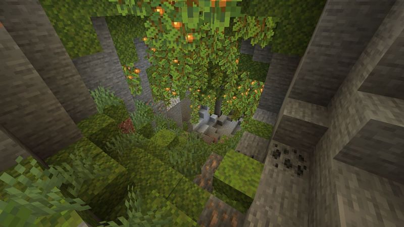 Lush caves in Minecraft 1.17 (Image via Minecraft)