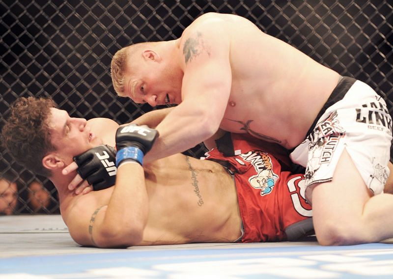 Brock Lesnar ended Frank Mir&#039;s hopes of unifying the UFC heavyweight titles in 2009