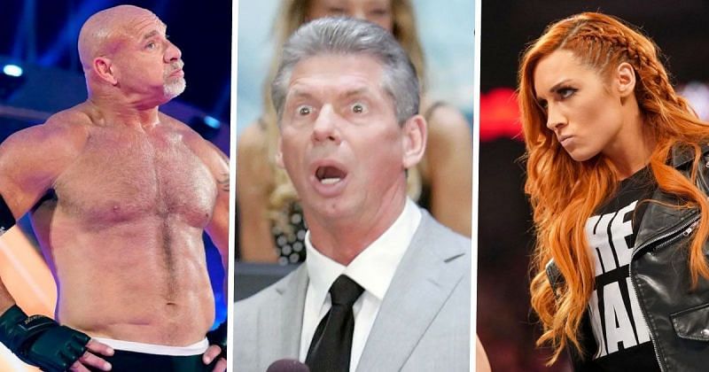 Goldberg, Vince McMahon and Becky Lynch