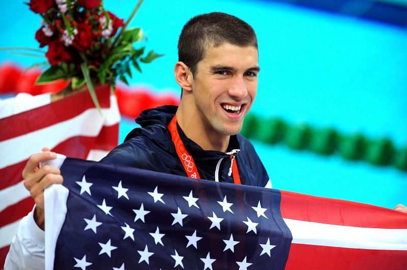 Michael Phelps winning a record eight golds at Beijing Olympics 2008