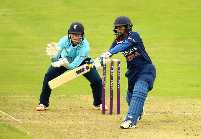 Mithali Raj in action during India Women&#039;s encounter against England Women