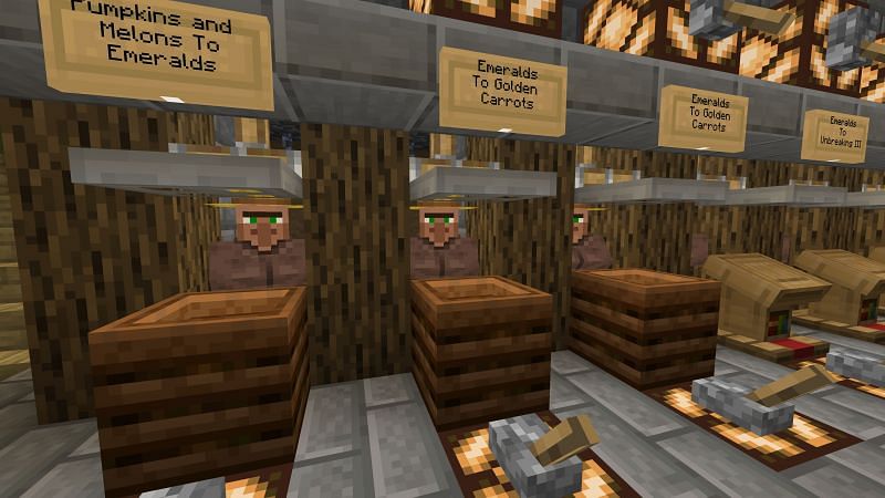 An efficiently designed villager trading hall in Minecraft (Image via Imgur)