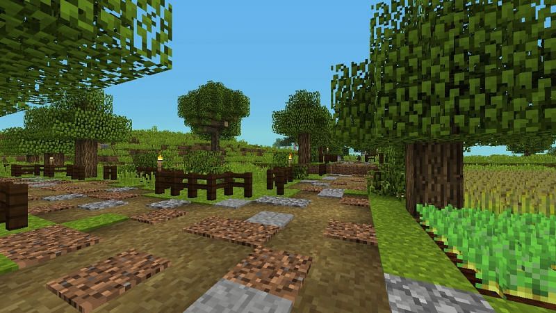 A nicely detailed grass path in Minecraft (Image via u/psychologicalfailure on Reddit)