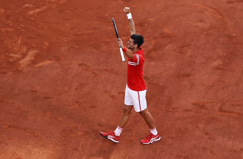 Novak Djokovic at the 2021 French Open