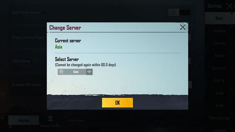 Players don&#039;t have the option to change servers in Battlegrounds Mobile India