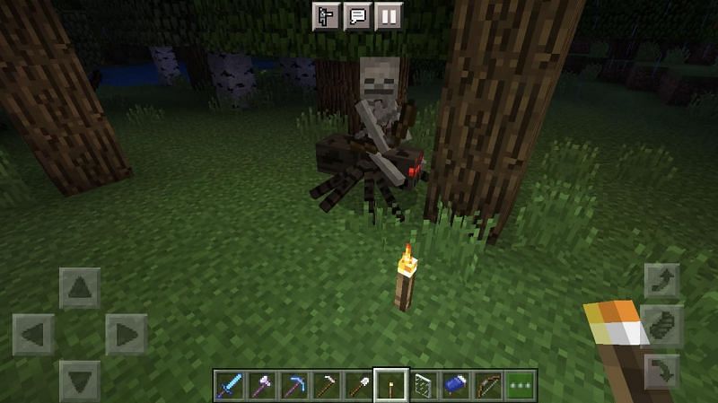 A wild spider jockey found in a forest biome (Image via u/D0uc3e on Reddit)
