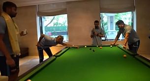 [Watch] Shikhar Dhawan shows his class in an 8-ball pool game, nails every shot