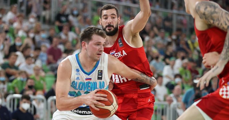 Slovenia&#039;s Luka Doncic in action against Croatia