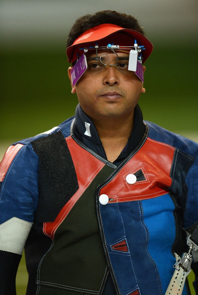 Joydeep Karmakar looks on during the Men&#039;s 50m Rifle Prone Shooting Final in the 2012 London Olympics