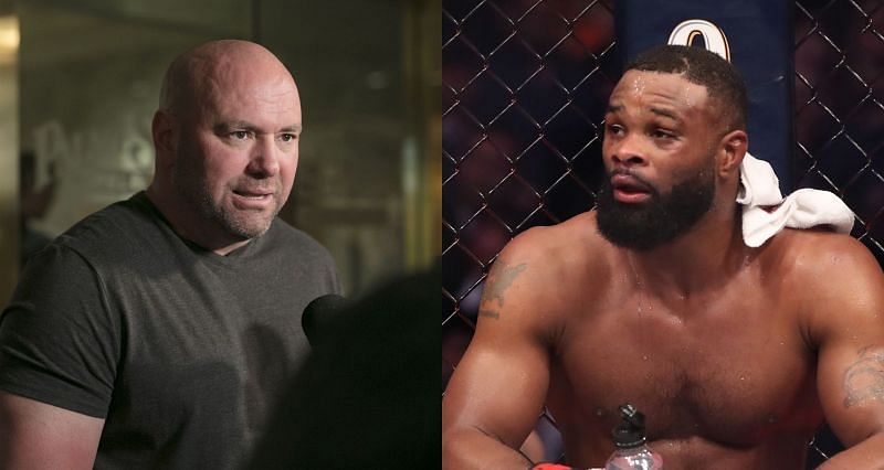 Dana White (Left) and Tyron Woodley (Right)