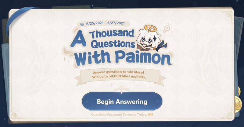 A Thousand Questions with Paimon (image via miHoYo)