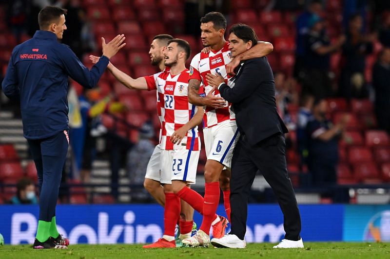 Croatia celebrate after defeating Scotland in their Group D fixture on Matchday 3