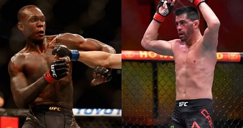 Israel Adesanya (left); Dominick Cruz (right).