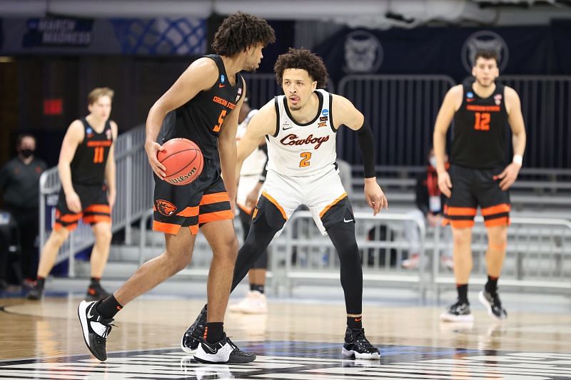 Cade Cunningham #2 of the Oklahoma State Cowboys in action