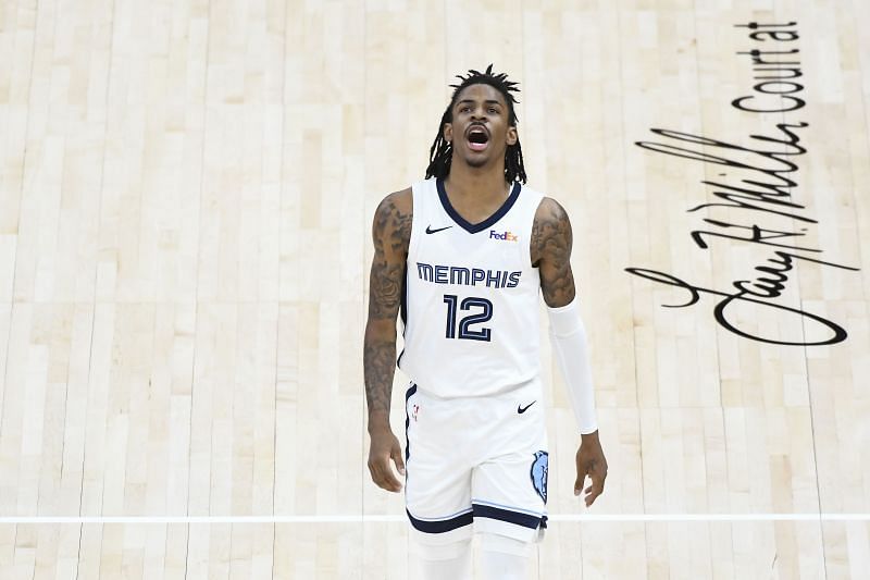 Ja Morant during Memphis Grizzlies v Utah Jazz - Game Five