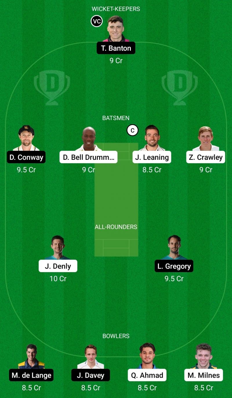 Dream11 Team for Kent vs Somerset - T20 Blast 2021.