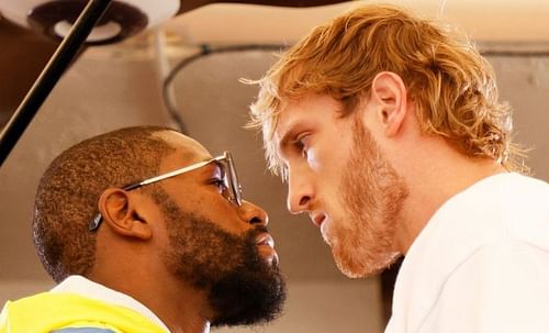 Floyd Mayweather (left) and Logan Paul (right)