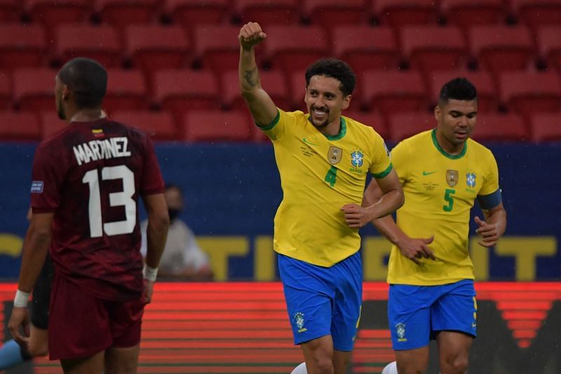 Brazil centre-back Marquinhos scored another header goal