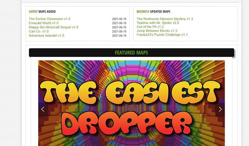 An image of the extremely user-friendly Minecraftmaps (Image via minecraftmaps.com)