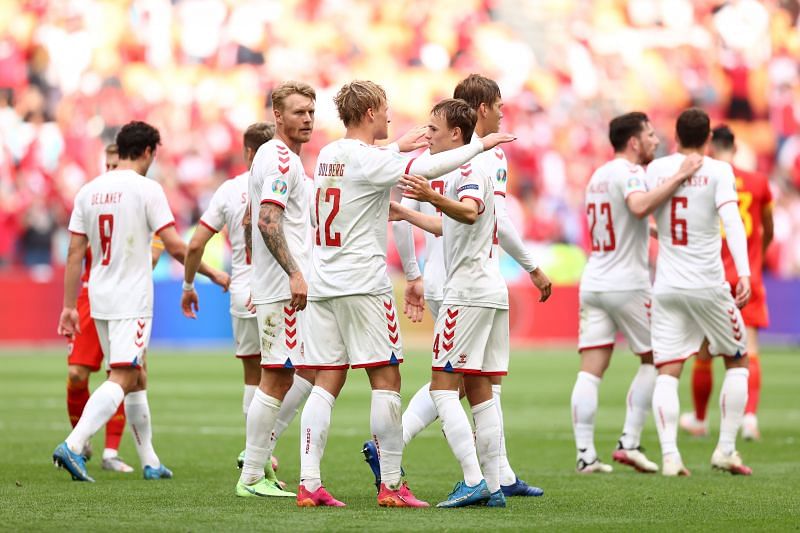 Kasper Dohlberg celebrating his first of 2 goals in the Euro 2020 knockout game at Euro 2020