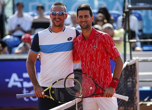 Viktor Troicki (L) and Novak Djokovic