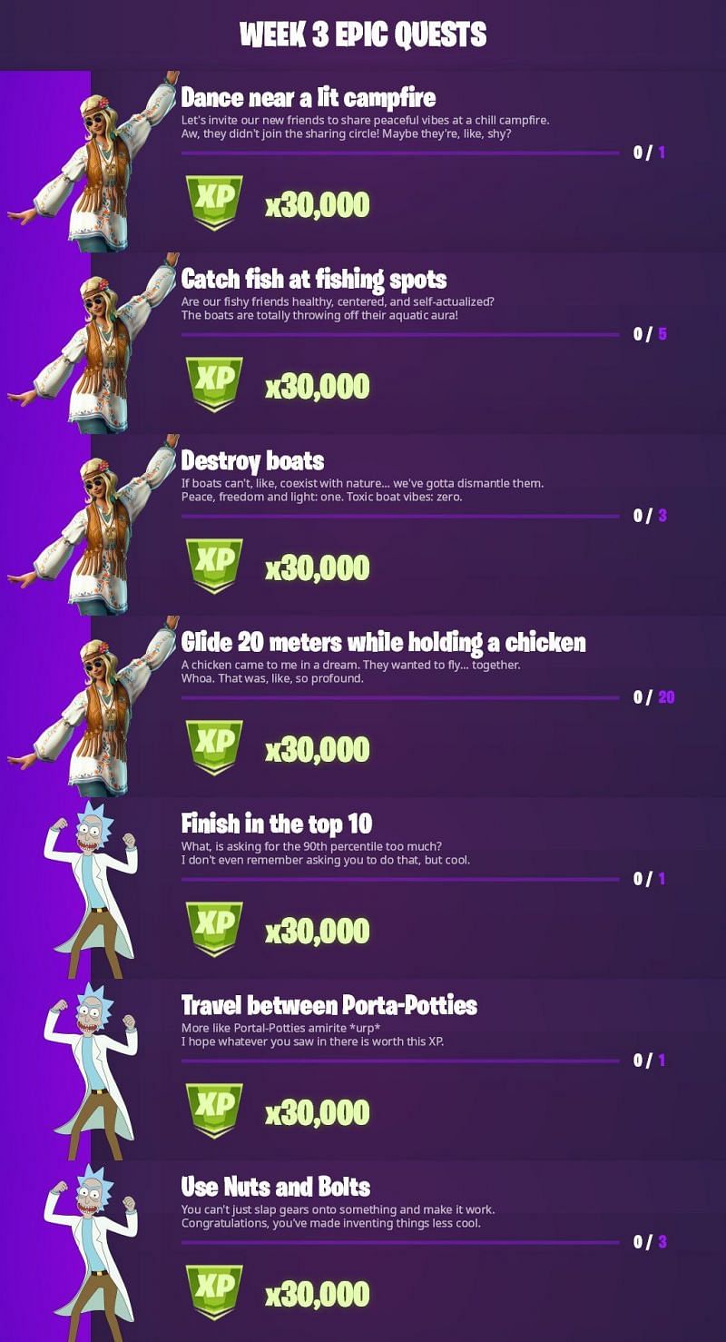 Fortnite Season 7 Week 3 Epic challenges (Image via iFireMonkey/Twitter)