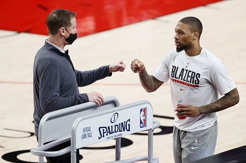 Portland Trail Blazers coach Terry Stotts with star Damian Lillard