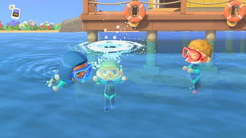 Players swimming in Animal Crossing. Image via Nookipedia